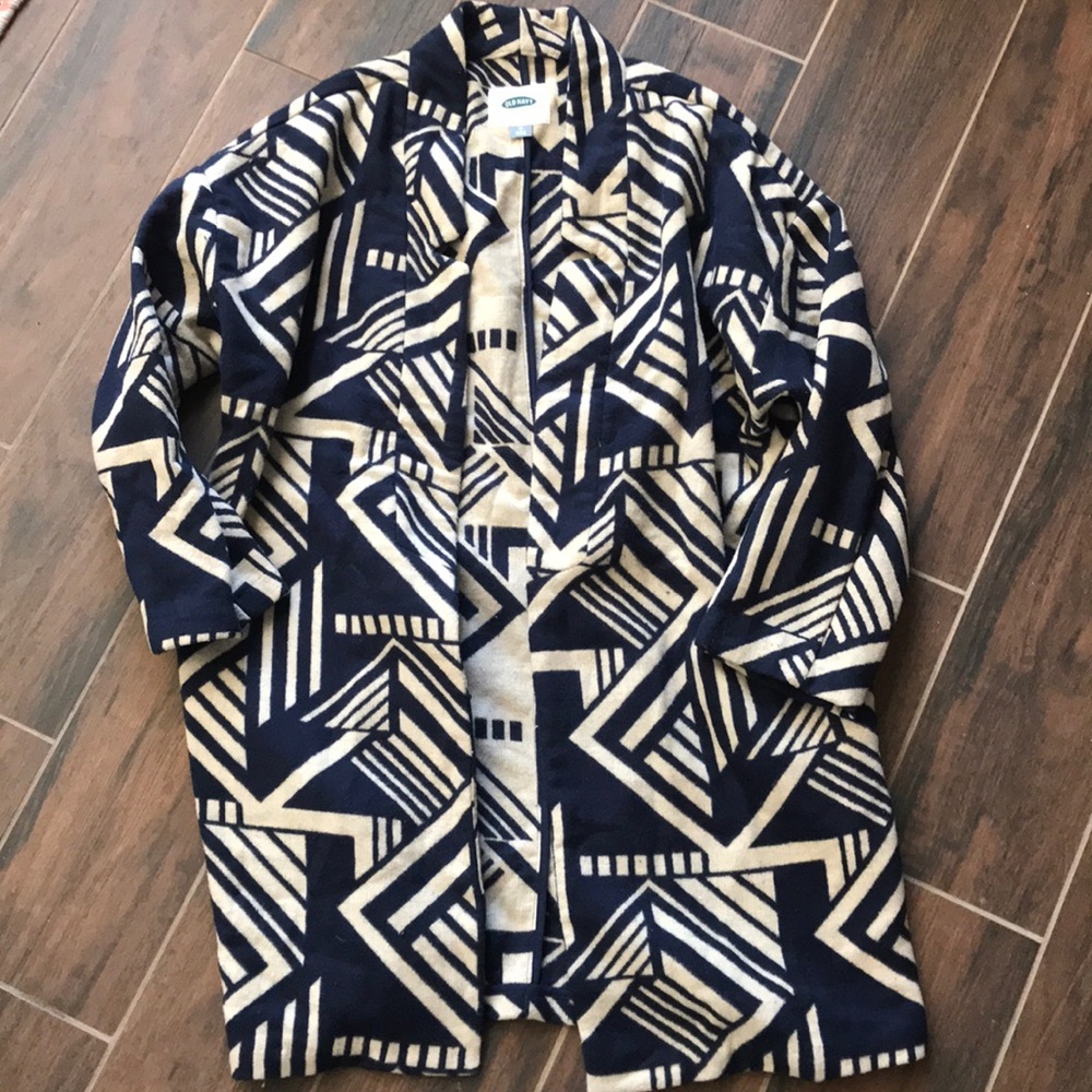 Old Navy Geometric Patterned Jacket - Navy and Cream